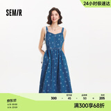 森马（Semir）牛仔连衣裙女甜酷时尚个性2025夏元气满印背带裙俏皮109325114025