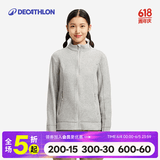 迪卡侬（DECATHLON）保暖户外抓绒衣外套男女运动宽松秋摇粒绒外套冲锋衣内胆 女款-全拉链-浅灰色 S