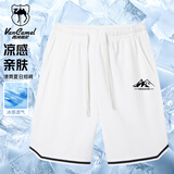西域骆驼（VANCAMEL）运动短裤男夏季薄款宽松速干篮球裤冰丝休闲五分裤 白色 M