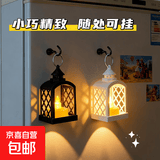 智能复古小夜灯风灯挂件摆件led电子蜡烛挂件氛围灯装饰迷你拱门小灯卧室床头办公室 迷你复古拱门风灯白色