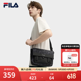 FILA【黑武士】斐乐官方男包斜挎包老花轻便防泼水挎包复古老花单肩包 正黑色-BK XS