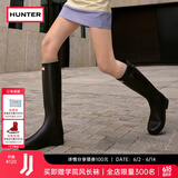 HUNTER【修饰腿型】户外露营女鞋Refined防水防滑高筒靴长筒靴网红女靴  哑光黑色/黑红色logo/BLK 38