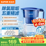 苏泊尔（SUPOR）家用净水壶 便携式滤水壶3.5L蔚蓝1壶7芯过滤净水器净水壶自来水活性炭过滤器滤水器家用版蓝色