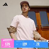 adidas情侣休闲纯棉上衣圆领短袖T恤男女夏季阿迪达斯官方轻运动   粉色   XL