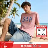 盖璞男女装春季款纯棉字母印花logo短袖T恤上衣美版797924 粉色 S 美码 M亚洲码175/92A