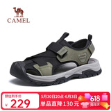 骆驼（CAMEL）男士户外休闲运动凉鞋包头洞洞沙滩鞋 G13M076103 黑/绿 42