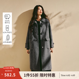 茵曼2025冬季女装新款羊驼毛桑蚕丝牛角扣双面呢大衣长款毛呢外套 花灰色 M 163-167cm /111-120斤