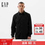 GAP男装春季经典款纯棉基础款翻领长袖衬衫常规上衣美版422488 黑色 514274 XS 美码 S亚洲码175/88A