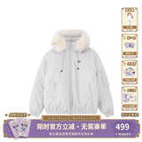 F426【赵露思同款】新国标90绒加厚大毛领工装派克连帽羽绒服 白灰色 预售 L