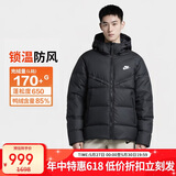 耐克NIKE男冬季短款连帽羽绒服 运动防寒外套 WR系列FB8178-010黑XL