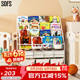 SOFS儿童书架绘本架简易落地宝宝小书柜铁艺幼儿置物架书本玩具收纳架 XL码 (4+2)层 3盒
