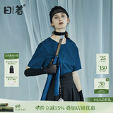 日着原创设计女装2024夏季新款简约短袖上衣残月植绒印花T恤 残夜蓝 L