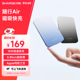 SHARGE闪极【新3C认证】Magsafe磁吸充电宝超薄适用苹果17iPhone16移动电源15W无线快充户外便携可上飞机