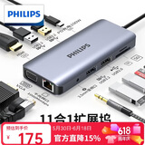 飞利浦（PHILIPS）Type-C扩展坞USB-C转Hdmi读卡器拓展坞网线口转接头3.2分线器苹果16华为笔记本MacBook电脑转换器