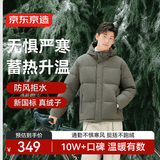 京东京造羽绒服男鸭绒加厚防寒工装面包服防泼水冬季外套短款橄榄绿L