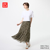 优衣库雪纺长裙女装/层叠显瘦半身裙裙子480810 57 深橄榄色 M /160/68A
