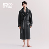 红豆（Hodo）珊瑚绒睡袍女抗静电情侣长款睡衣秋冬加厚保暖男士新款家居服浴袍 男士深雅灰 XL