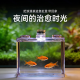 宠街坊斗鱼缸积木缸透明隔离盒观赏鱼桌面造景PET裸缸1个装送礼