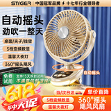 stiger【支持米家App智能风控】桌面小风扇空气循环夹子扇宿舍学生台面办公室USB冷小风扇涡轮迷你电风扇 【加大自动摇头】10000M丨充电款米黄丨加大夜灯 全新顶配款丨已售6000+