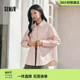森马（Semir）森柔|牛仔衬衫女春中长款oversize落肩长袖衣服衬衣103125105002