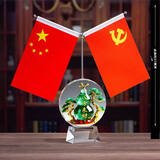 CLCEY国旗摆件家用红旗摆件创意五星红旗摆件办公室大号国旗摆件客厅 八方来财【透明】小号