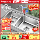 欧琳（OULIN）厨房水槽0涂层SUS304不锈钢洗菜盆洗碗池大双槽洗菜池左右可选
