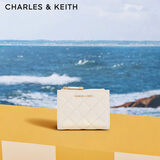 CHARLES&KEITH菱格纹多卡位短款钱包零钱包生日礼物送女友CK6-10770729 Cream奶白色 XXS