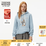 Teenie Weenie小熊秋冬装学院风蓝色T恤索罗娜加绒连帽卫衣套头衫 浅蓝色 S (160)