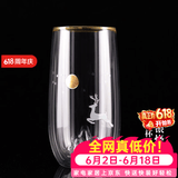 容山堂雪山绿茶杯双层防烫保温玻璃杯办公家用龙井泡茶杯高透玻璃水杯 金银烧雪山绿茶杯-鹿