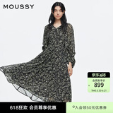 moussy 【刘亦菲同款】南法度假风碎花浪漫优雅连衣裙028ISX33-3711 020黑色 S