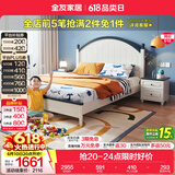 全友家居简约儿童床1.5x2米实木脚学生单人小床青少年次卧男孩床家具 1.5米儿童床+218Ⅰ床垫