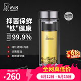 希诺（heenoor）双层玻璃杯男士办公泡茶杯送礼耐高温大容量水杯节日礼物礼盒 【升级纯钛部件】抗菌版410ml