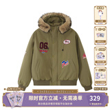 F426【赵露思同款】25年冬季新款美式复古连帽毛领派克服 军绿色 XL