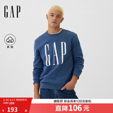 盖璞（GAP）男女装春款印花logo抓绒圆领卫衣合身上衣美版 灰蓝色 542214 XS 美码 S亚洲码175/88A