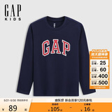 盖璞（GAP）男女童秋季款印花logo棉质长袖T恤宽松基础儿童装805095