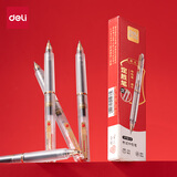 得力（deli）【开学必备】考场状元定胜笔 0.5mm双球珠ST笔头速干按动考试中性笔中高考可用 黑色3支/盒 V118-3