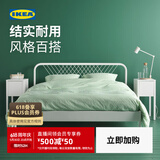 宜家（IKEA）NESTTUN奈斯顿铁艺床铁床床架双人床加厚简约卧室出租房 白色床架/朗塞特床板+加硬弹簧床垫1.5x2m