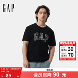 盖璞男女装春季款纯棉字母印花logo短袖T恤上衣美版797924 黑色 M 美码 L亚洲码180/96A