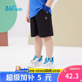 361°儿童短裤夏季男女童3-12岁透气运动裤梭织五分裤 黑 120