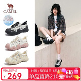 骆驼（CAMEL）丑萌登山鞋女时尚撞色户外休闲鞋 L24M076602 米/银/黑 36