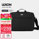 乐上（LEXON）电脑包手提单肩包男士商务苹果笔记本包14英寸简约出差公文包蓝黑