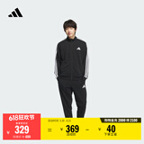 adidas经典休闲三条纹长袖套装男女秋季阿迪达斯官方轻运动 黑色（推荐选大一码）   M