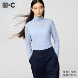 优衣库HEATTECH EXTRA WARM混纺高领T恤/长袖女装9%羊绒478954 61 水蓝色 XL