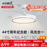 永怡御风隐形风扇灯客厅吊扇灯一体餐厅卧室现代简约风扇吊灯饭厅电扇灯 44寸星钻【变频6档+48W三色】灰 （默认发遥控款，带定时）