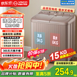 扬子集团洗衣机半自动老式家用双桶大容量双缸洗衣机蓝光 洗脱双筒小型波轮 9KG 强劲电机-小型款 双缸