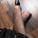 翊尚美黑丝袜超薄字母丝袜女春夏季性感超薄防勾丝渔网袜连裤袜 钻石款黑色一双 均码 【80-140斤】