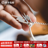 马登福叔美式复古925纯银项链小闪电毛衣链挂脖银饰牛皮绳吊坠男女首饰 银珠链
