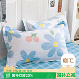 艾薇枕套一对磨毛枕头套学生枕芯套单人枕套 蓝色花开 48*74cm