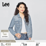 Lee标准版翻领浅蓝色女牛仔夹克外套 浅蓝色  S