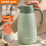 苏泊尔（SUPOR）保温壶家用大容量水壶不锈钢真空保温瓶热水壶暖壶开水瓶 新款上市2L-薄荷绿【升级纯钛锁温盘+316内胆】